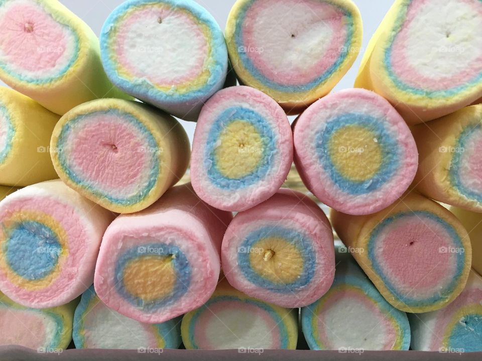 Pile of colorful Marshmallows pieces 