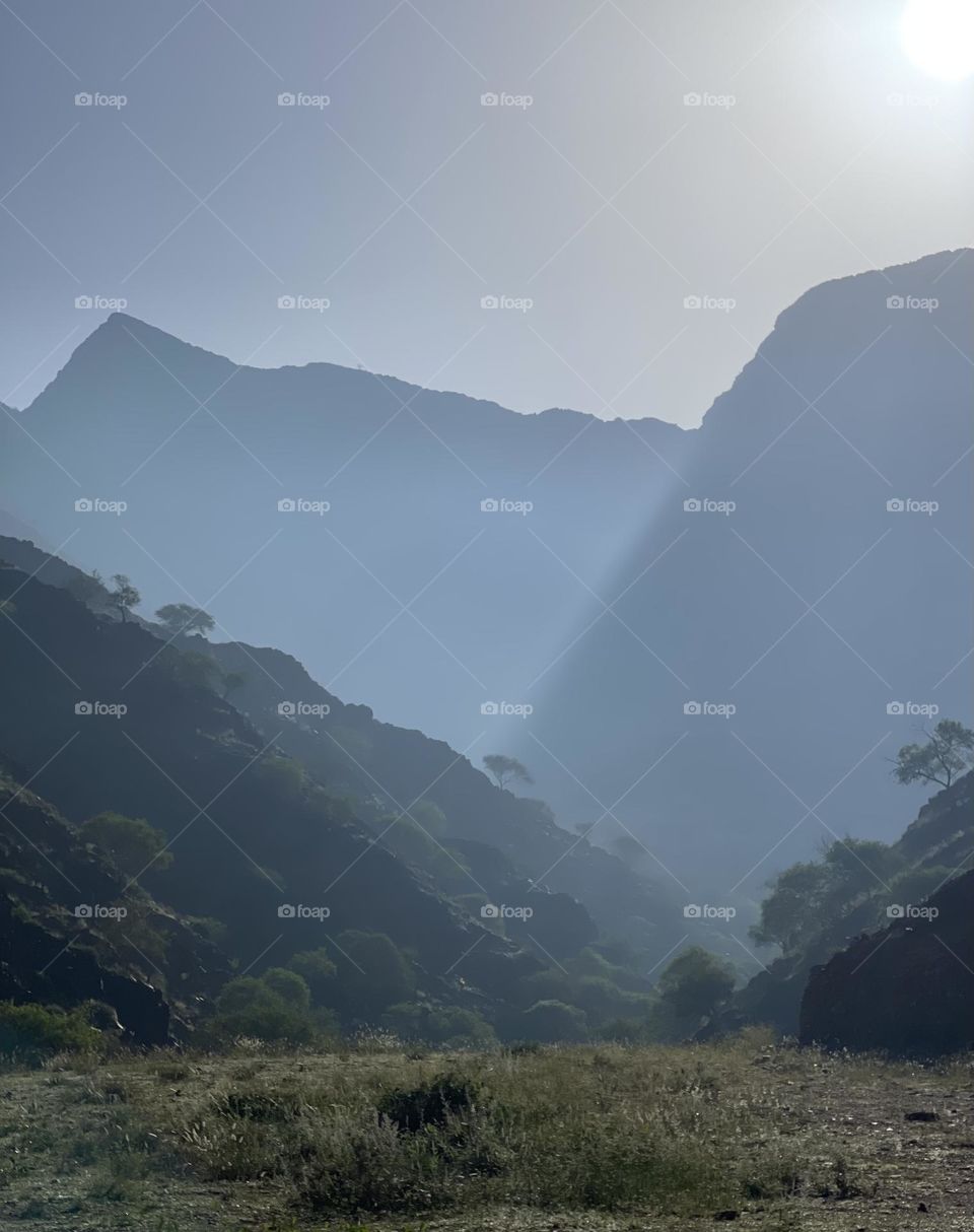 Sunlight among the mountains