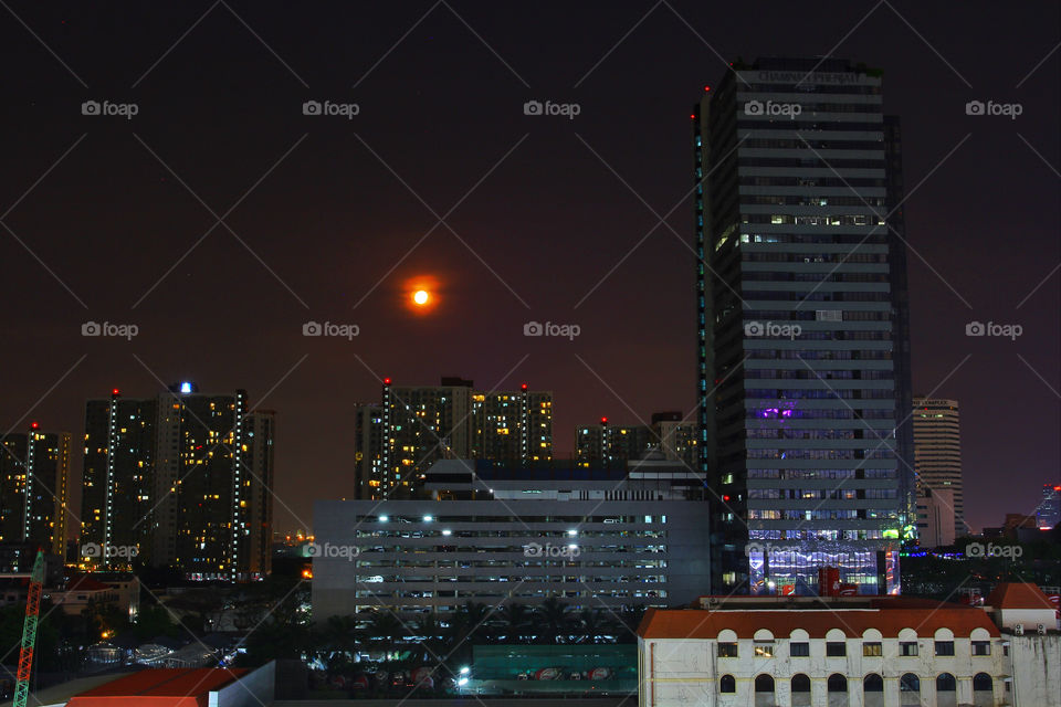 sky city night moon by icestylecg