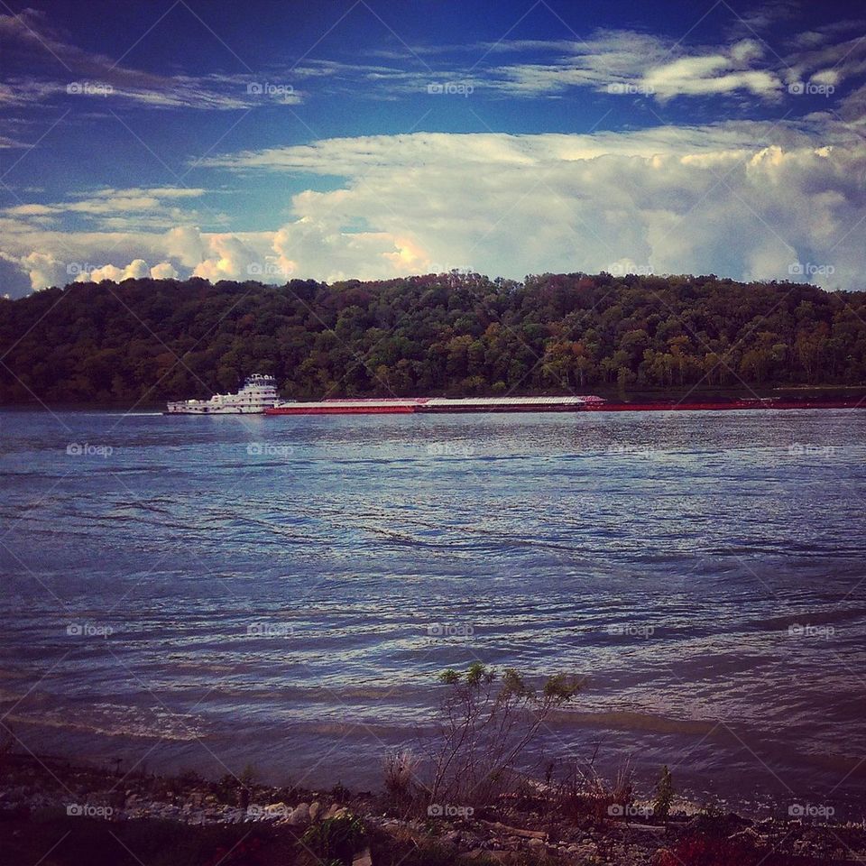 Barge on the Ohio River 