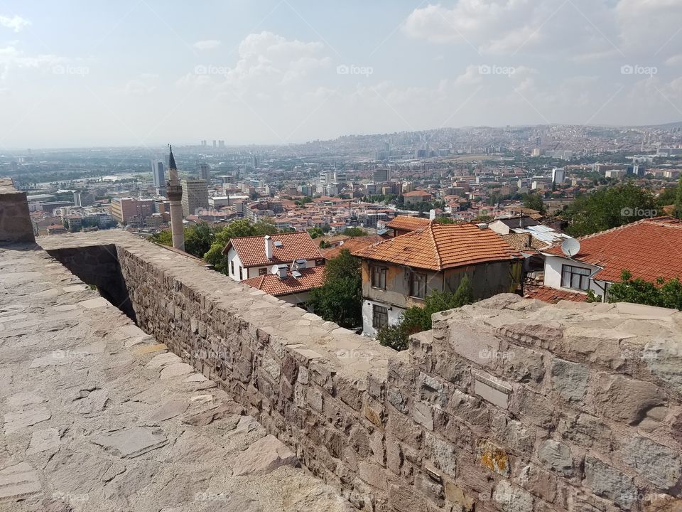 a view from the top of Ankara castle in Turkey