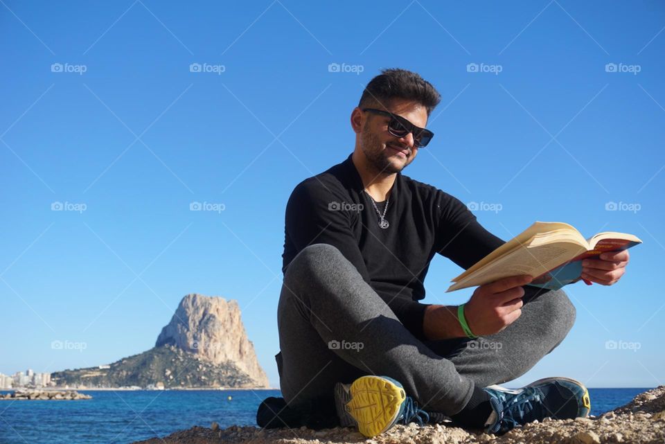 Relax#book#reading#panorama#sea#rock#sky