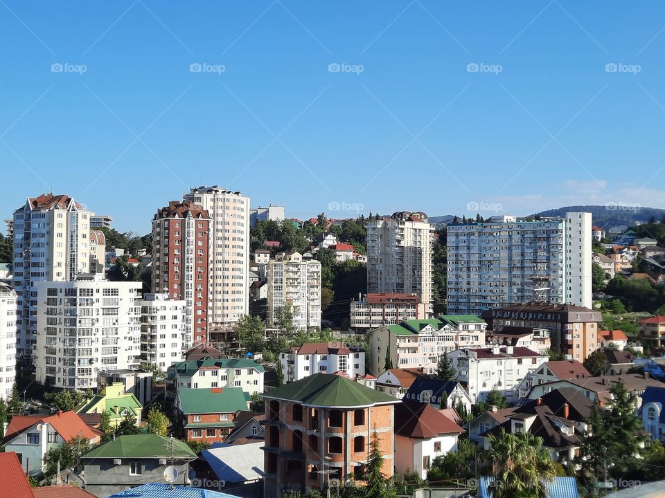 View of Sochi, Russia, from a balcony