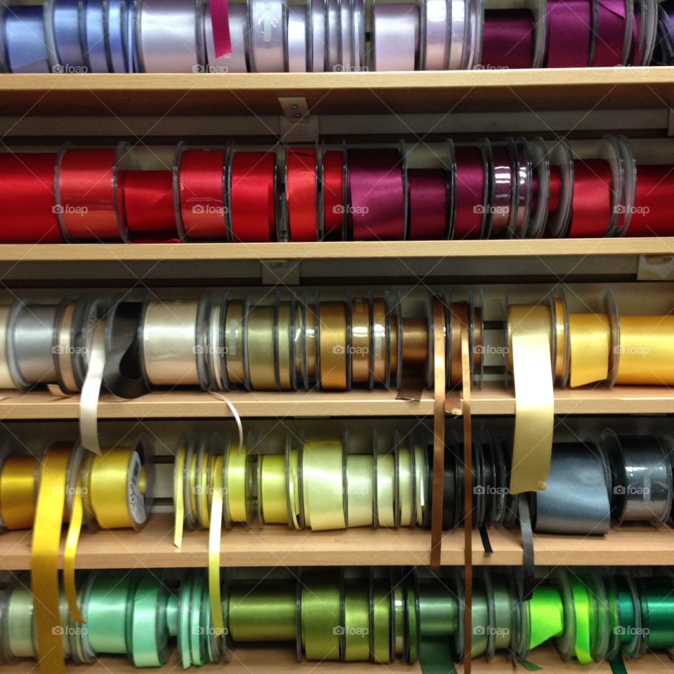 Haberdashery ribbon reels retail shop see