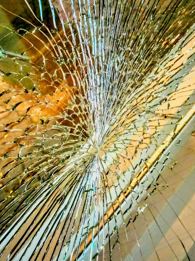 close up of shattered glass