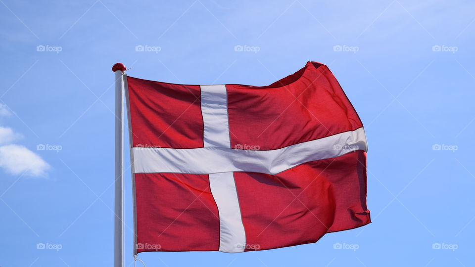 Danish Flag At Copenhagen Canal