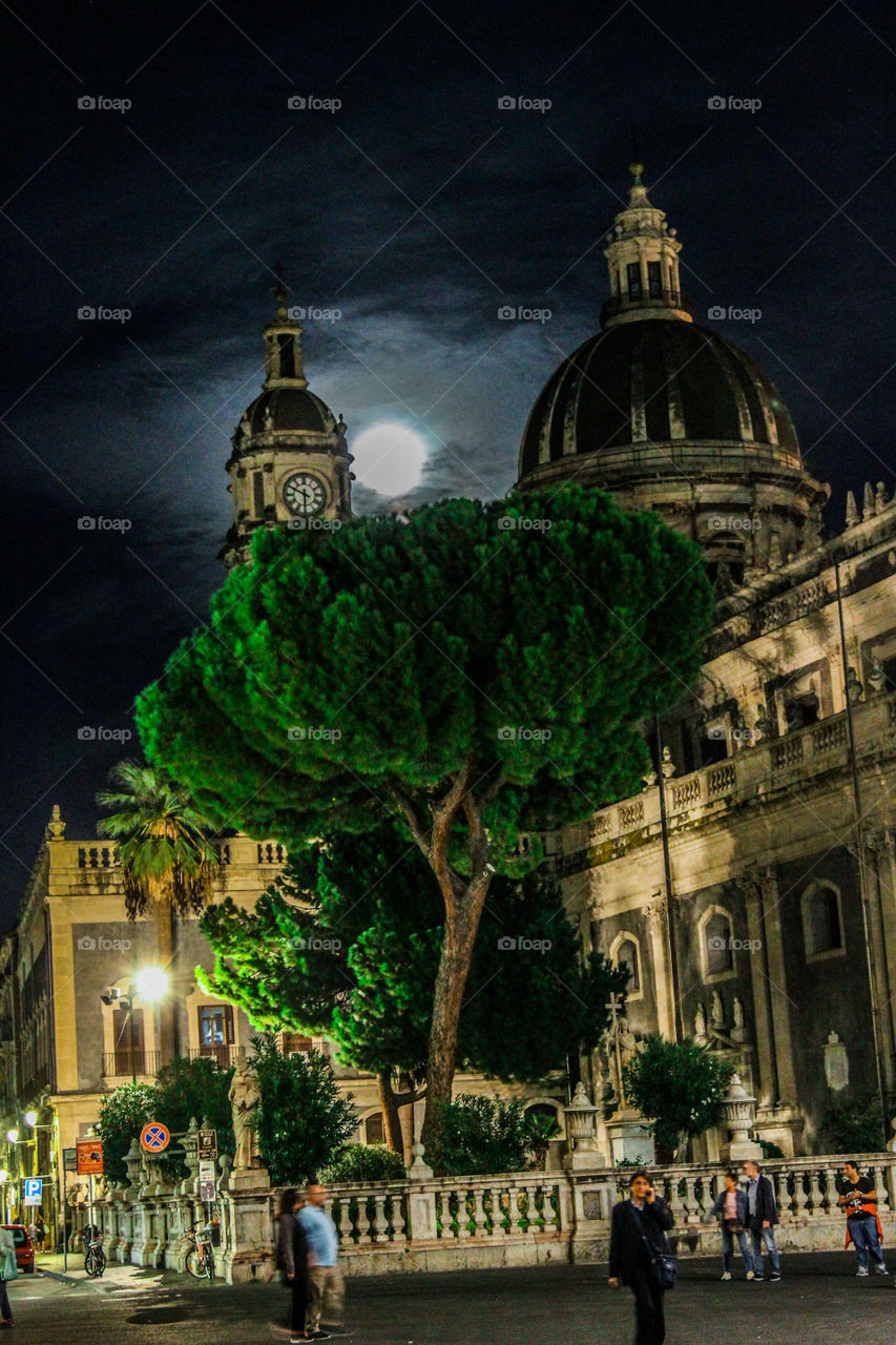 Night view of Catania, Sicily, Italy