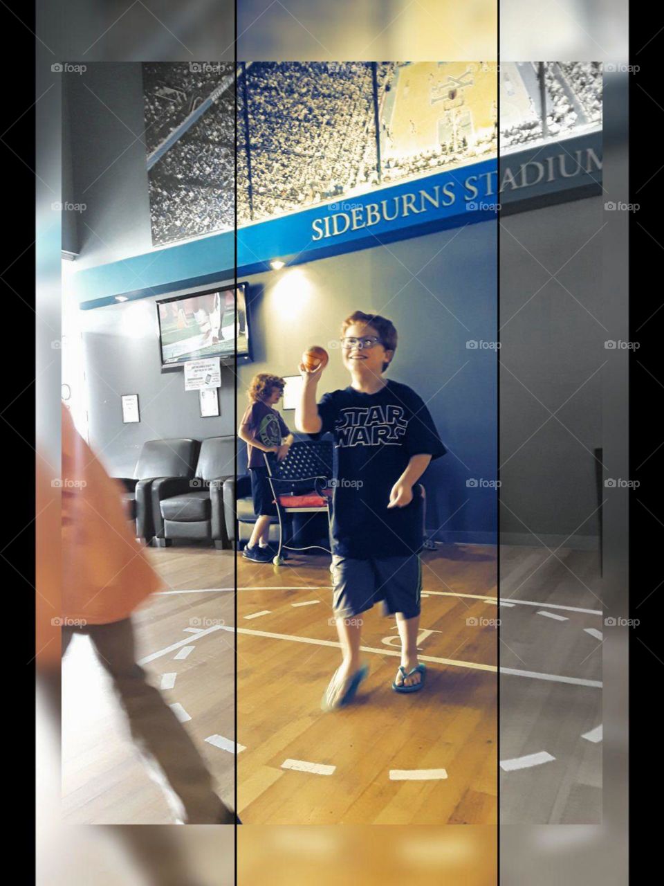 Shooting some hoops while waiting for a haircut!