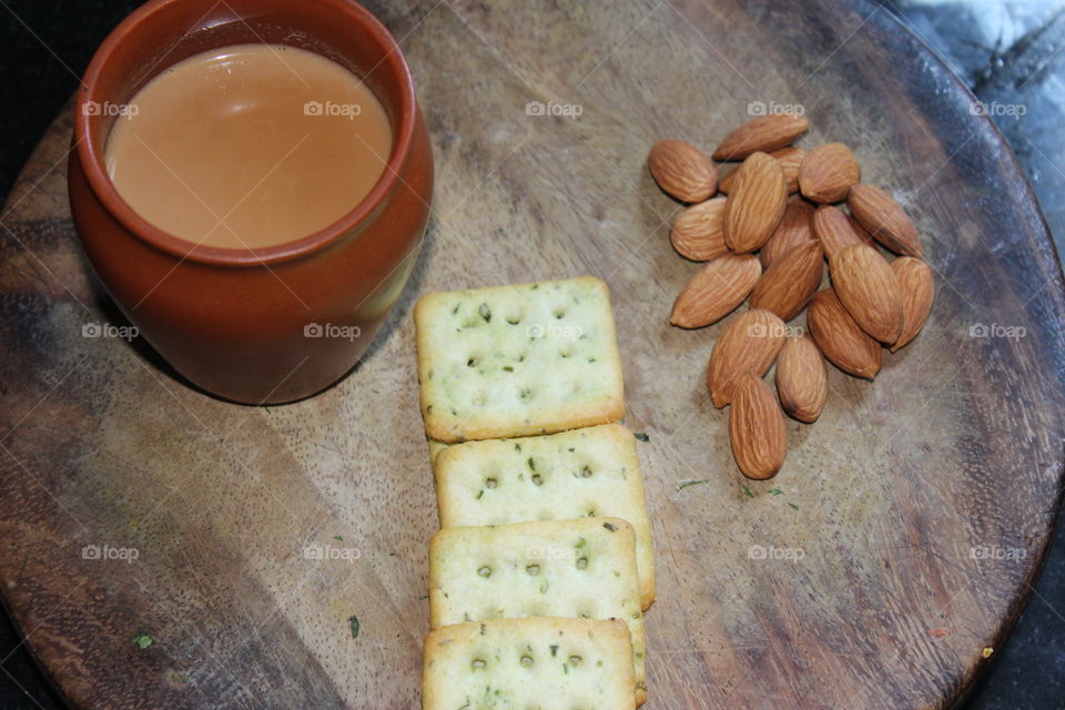 Close-up  of coffee with almonds