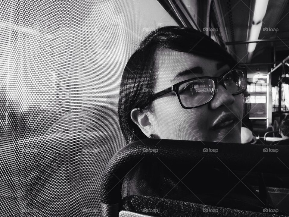 Woman on bus