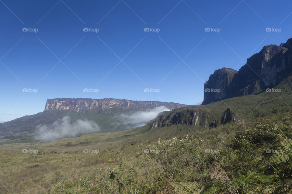 Mount Roraima and Kukenan Tepui in Venezuela, Canaima National Park.