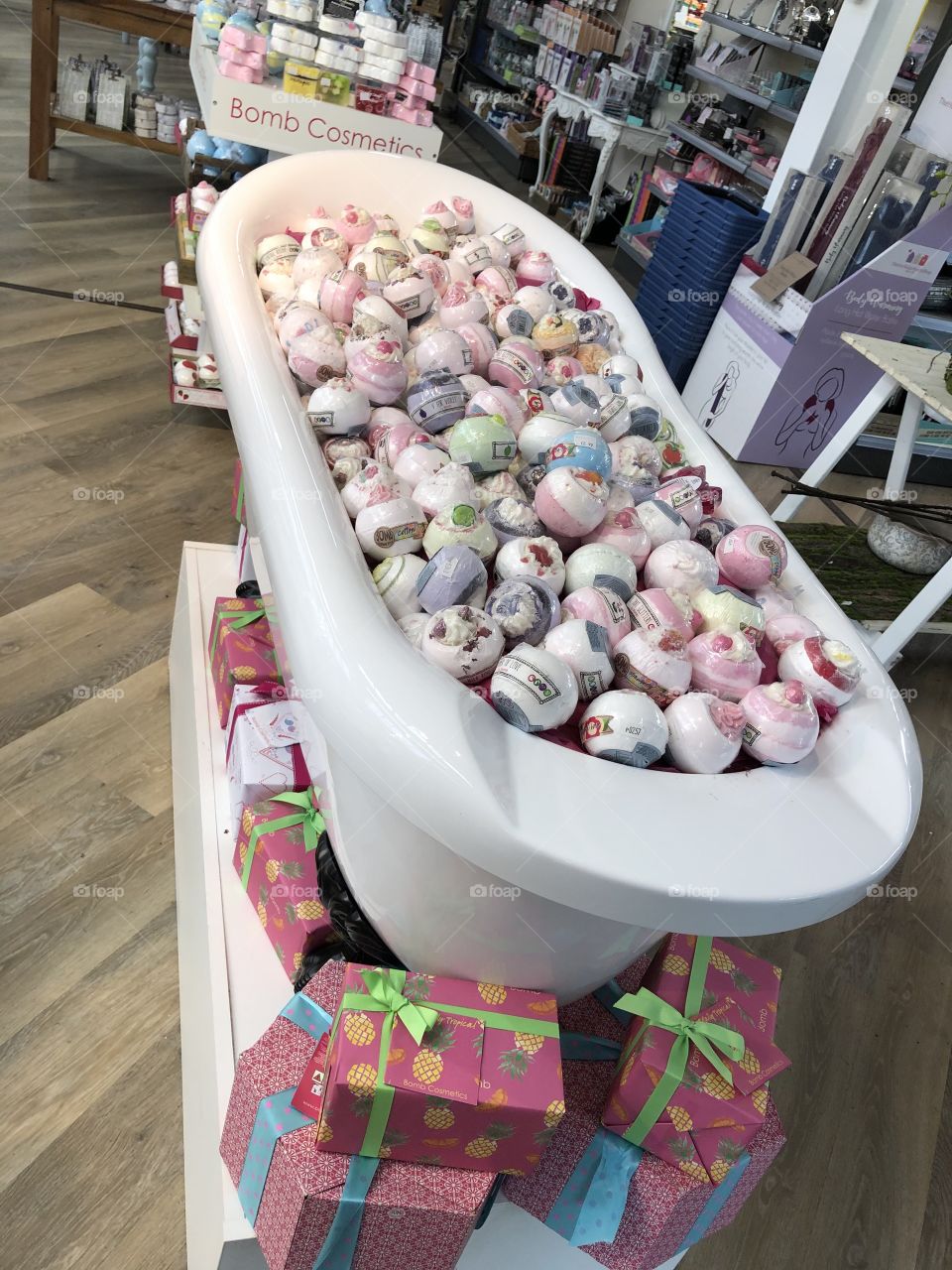 Tub full of bath bombs 