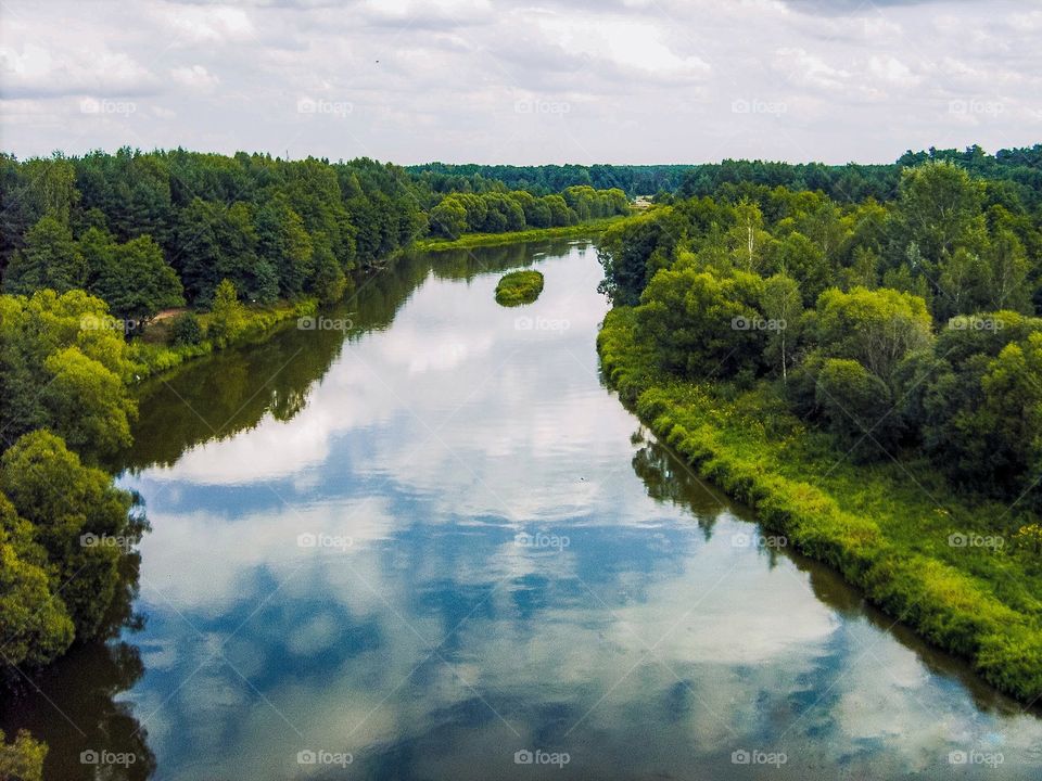 View of the river with the bridge