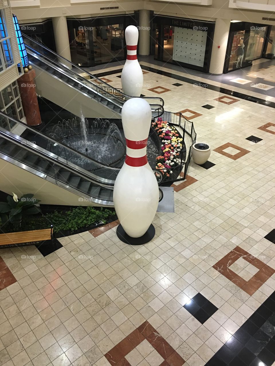 Larger than life bowling pins. 