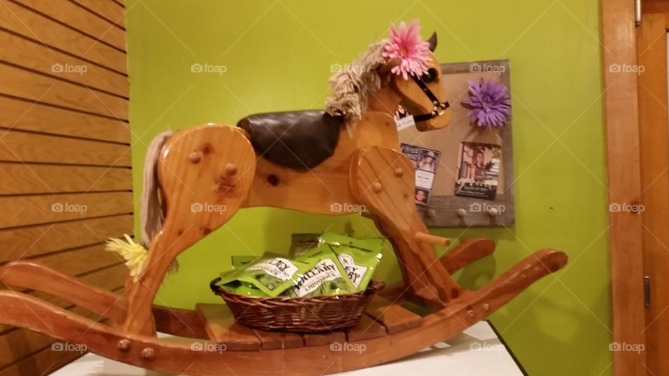 Rocking horse in a candy shop in Flagstaff, Arizona