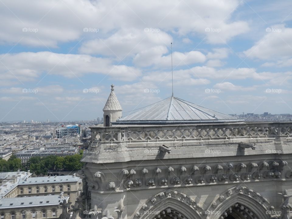 At The Top, a view of The Classic Gothic Style, Notre Dame Cathedral in Paris. May 2012. Copyright © CM Photography. @chelseamerklephotos on Foap.
