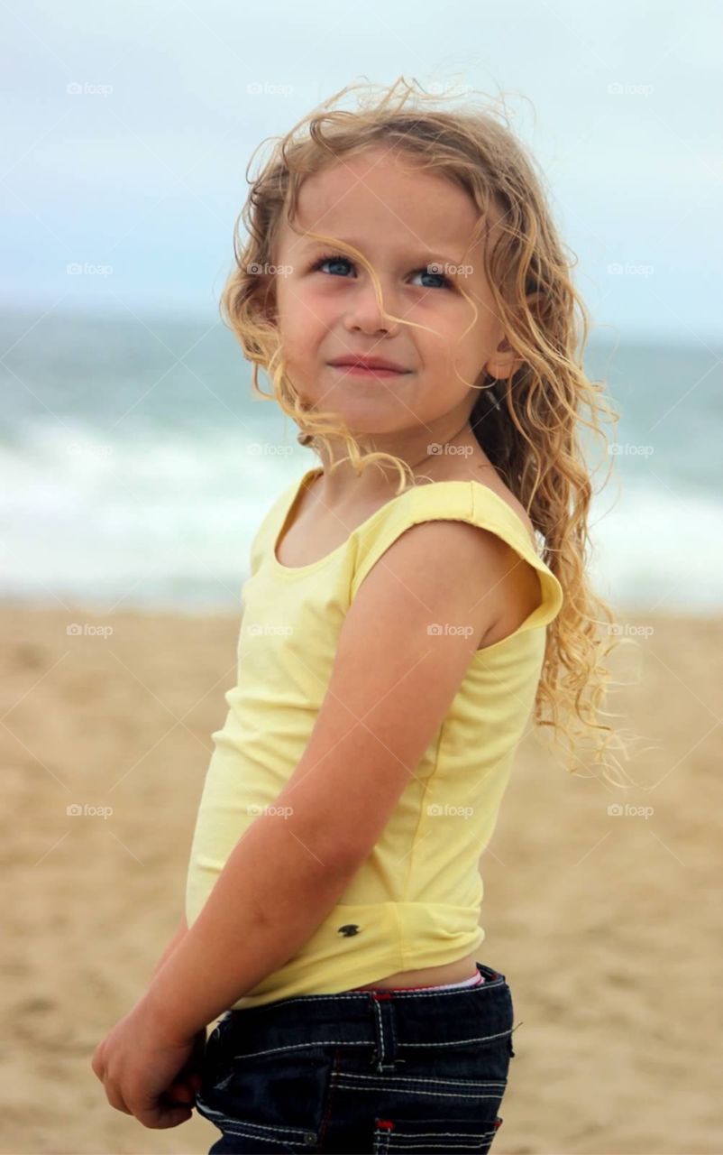 Cute little girl at beach