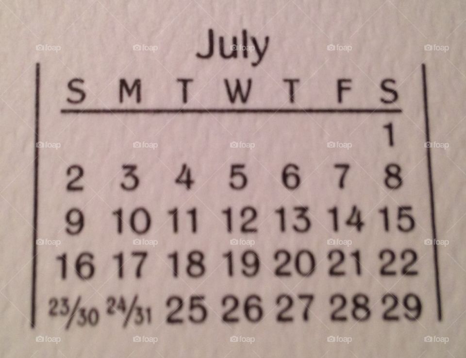 July 2017 dates 