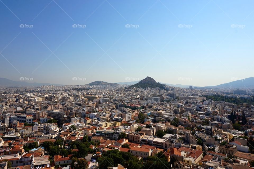 View of Athens, Greece from atop the Acropolis 