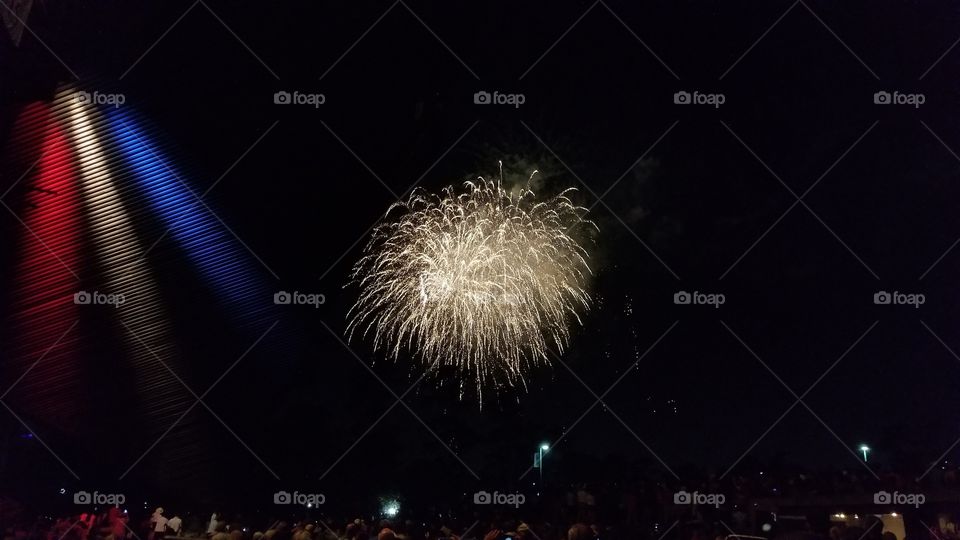 Firework show on Independence Day at Miller Outdoor Theater in Houston Texas!