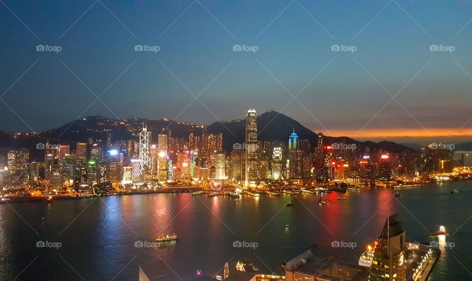 Bright Lights, Big City, Sunset over Hong Kong Harbour