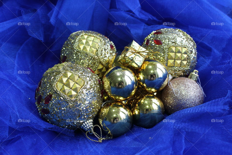 Golden toys for christmas tree.