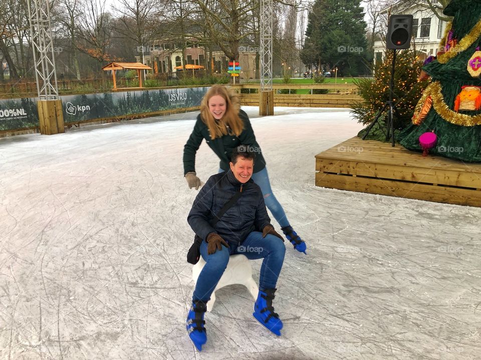 Having fun ice skating