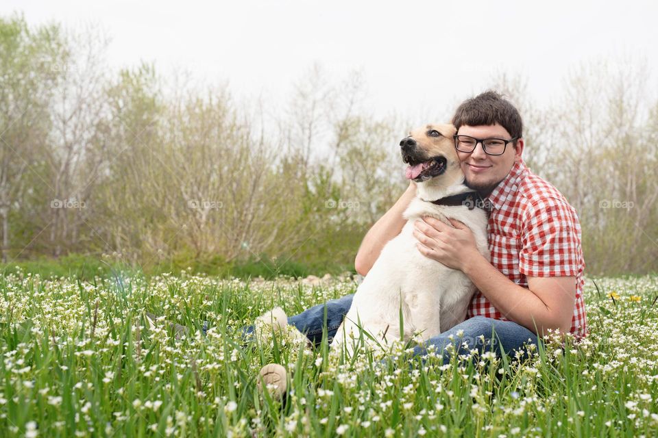 man and dog walking