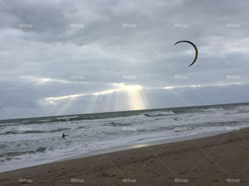 Kite Surfer on stormy sea