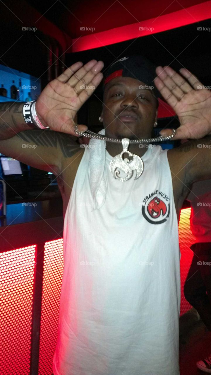 Stevie Stone showing off his Strange Music necklace