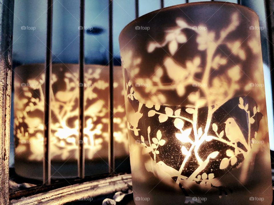 Pretty candlelight reflections in mirror. 