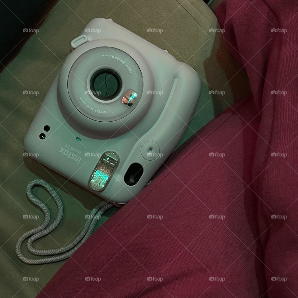 purple instant camera