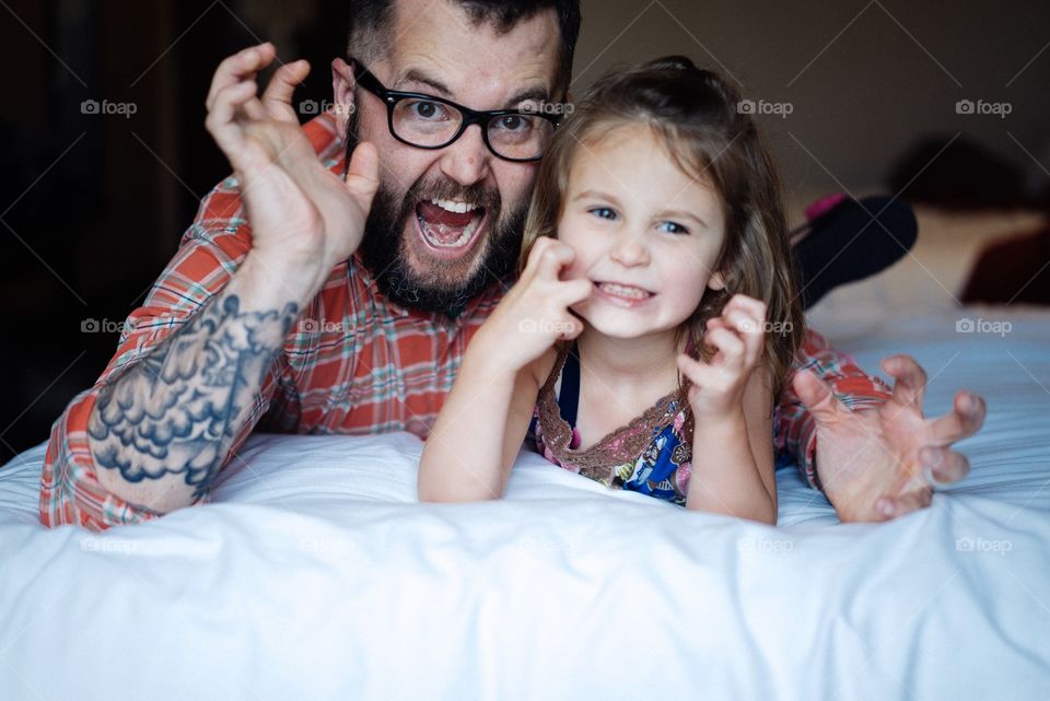 Father and daughter having fun