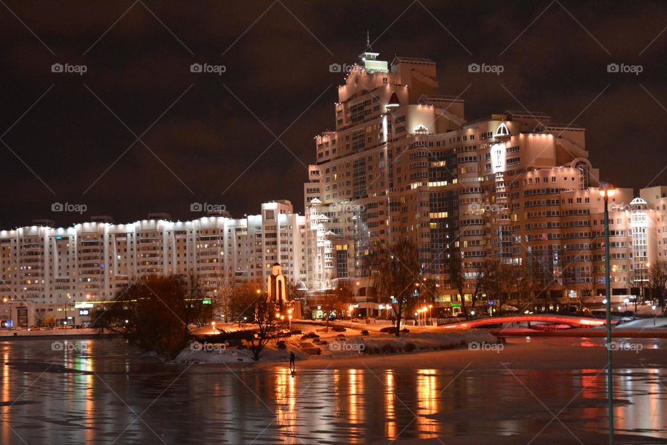 city river night view