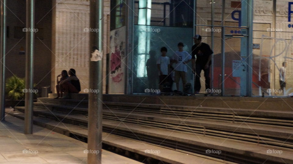 Skaters in the MACBA square. Barcelona 