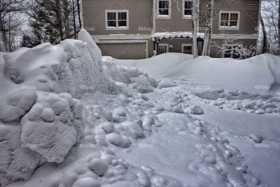 Snow filled driveway