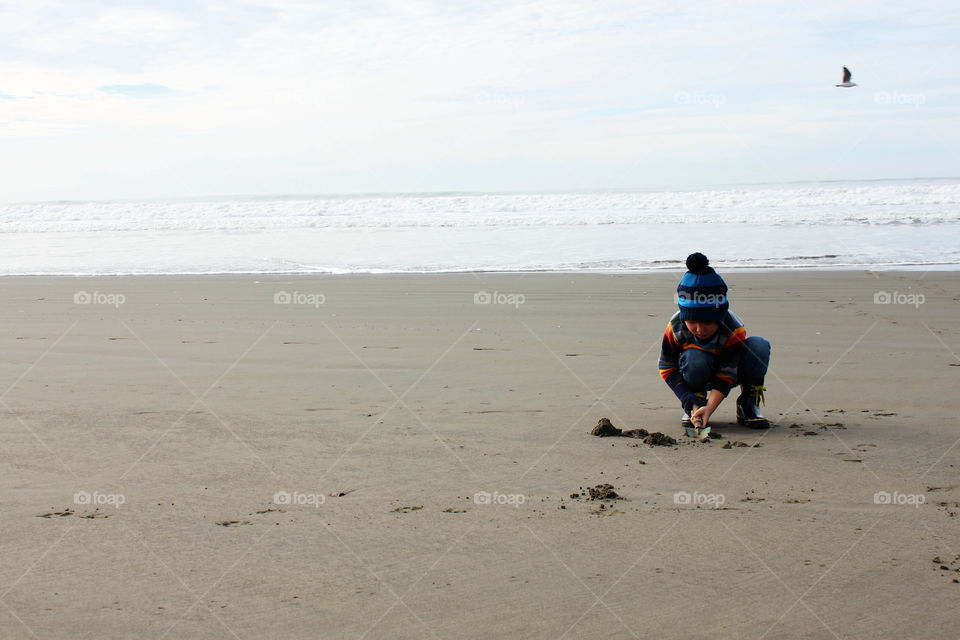 Cold day in the beach 