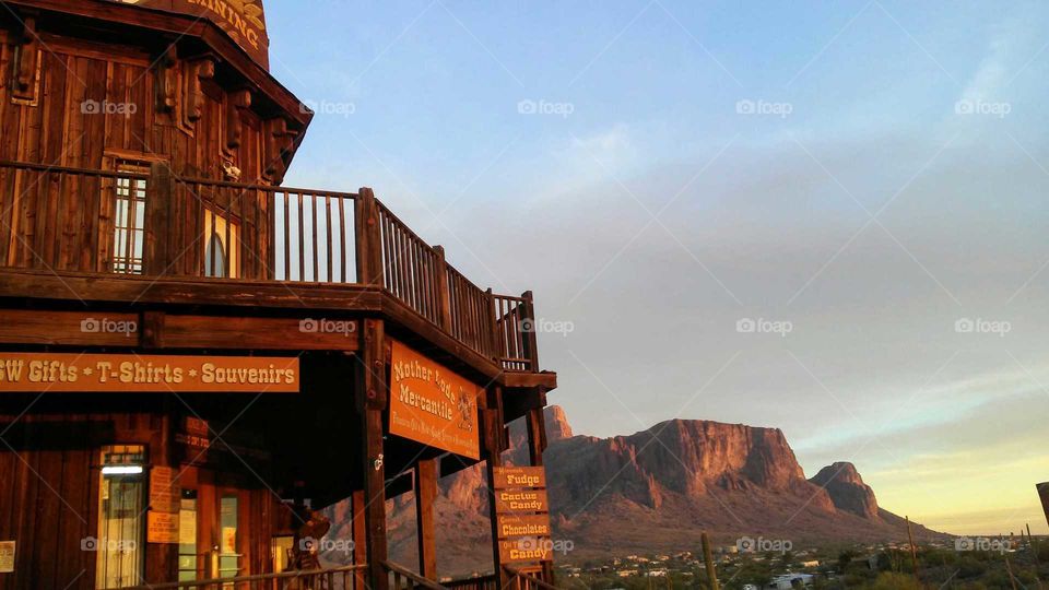 Goldfield Ghost Town at Dusk, Apache Junction, Arizona, USA
