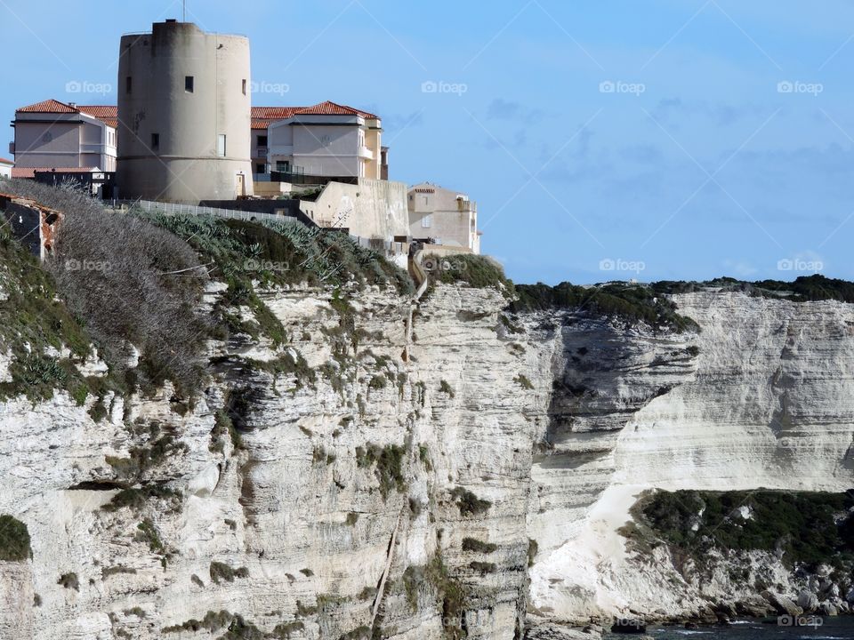 White limestone cliffs in Bonifacio,Corsica,France