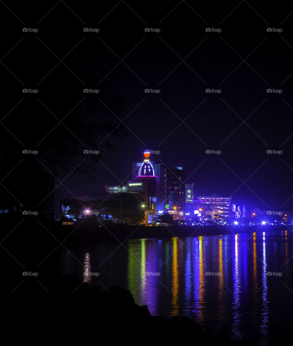 Night Photography, with Light Reflection At Manado