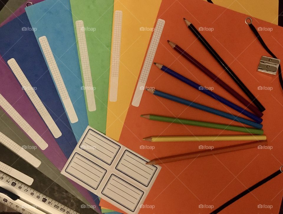 Colorful school supplies