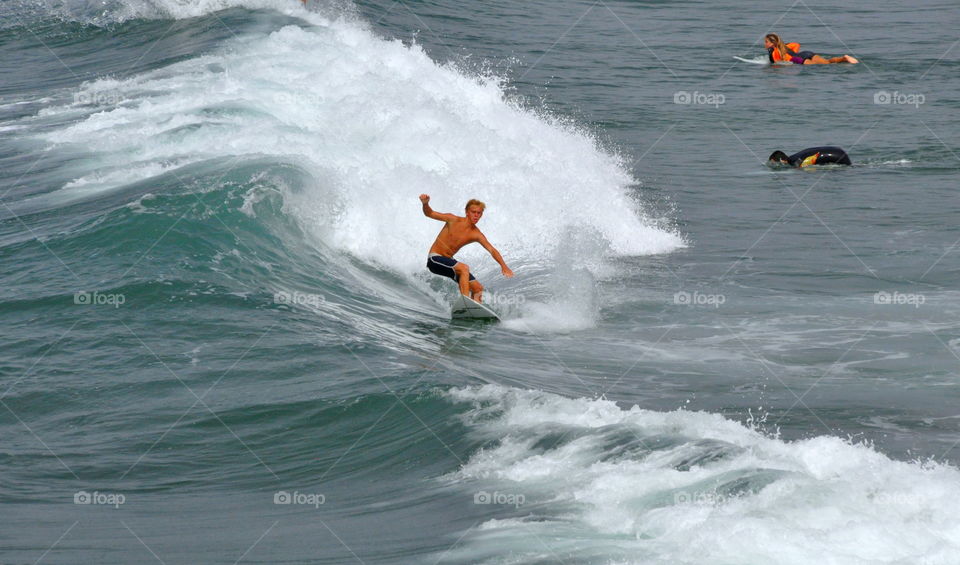 Surfer at Huntingdon Beach, California