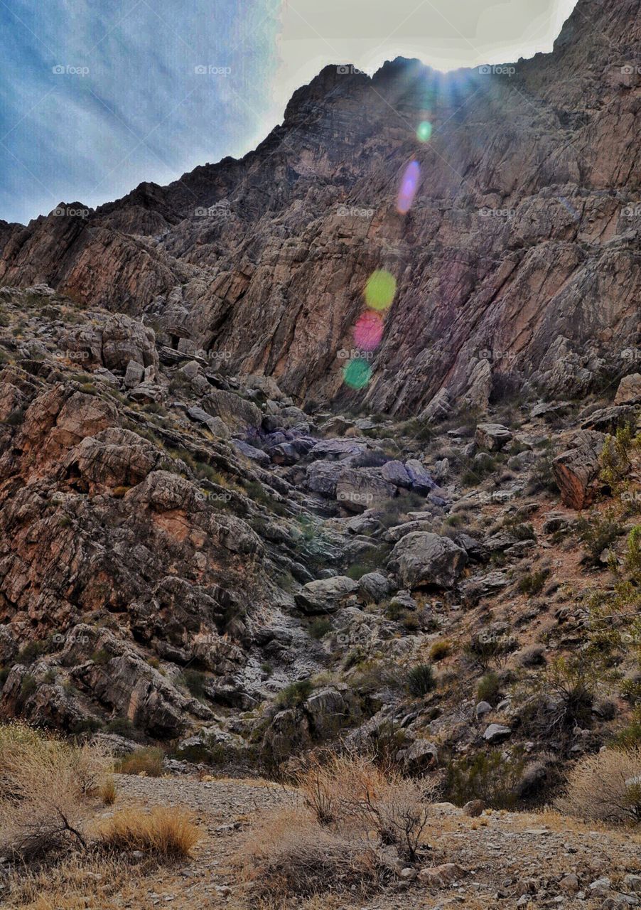 Light rays in the rugged mountains
