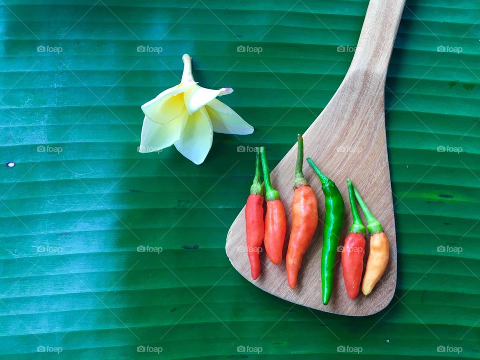 chillis on a spoon wood