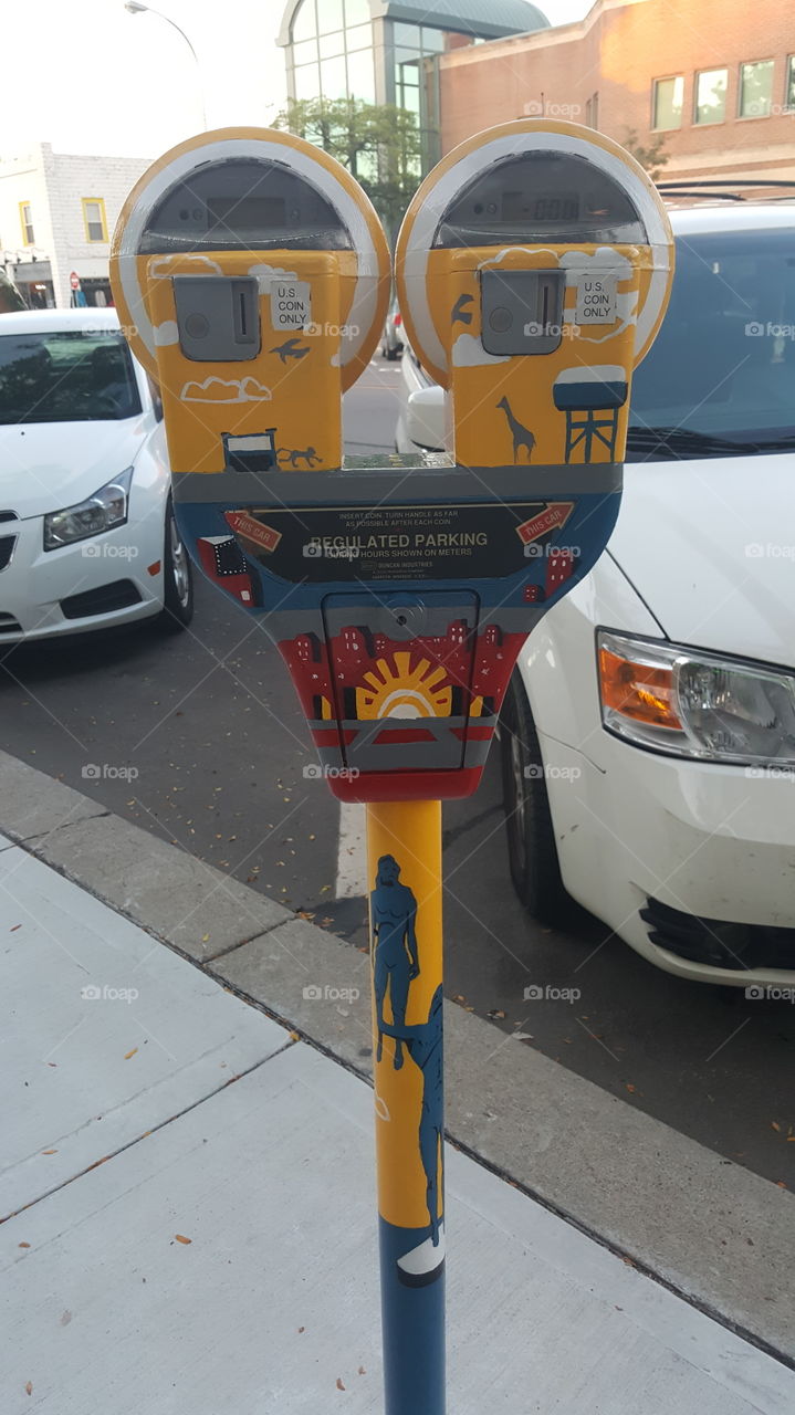 painted parking meter