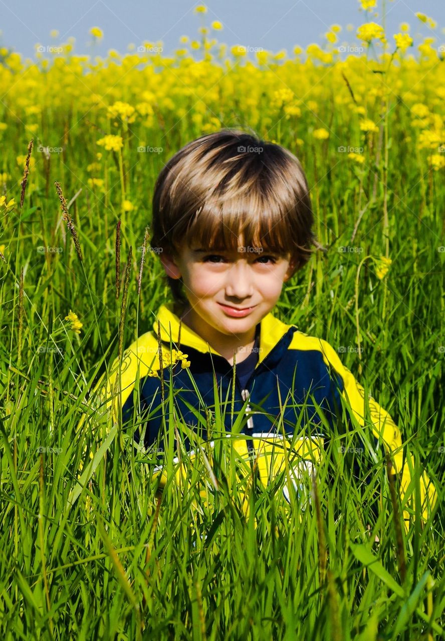 Between the flowers