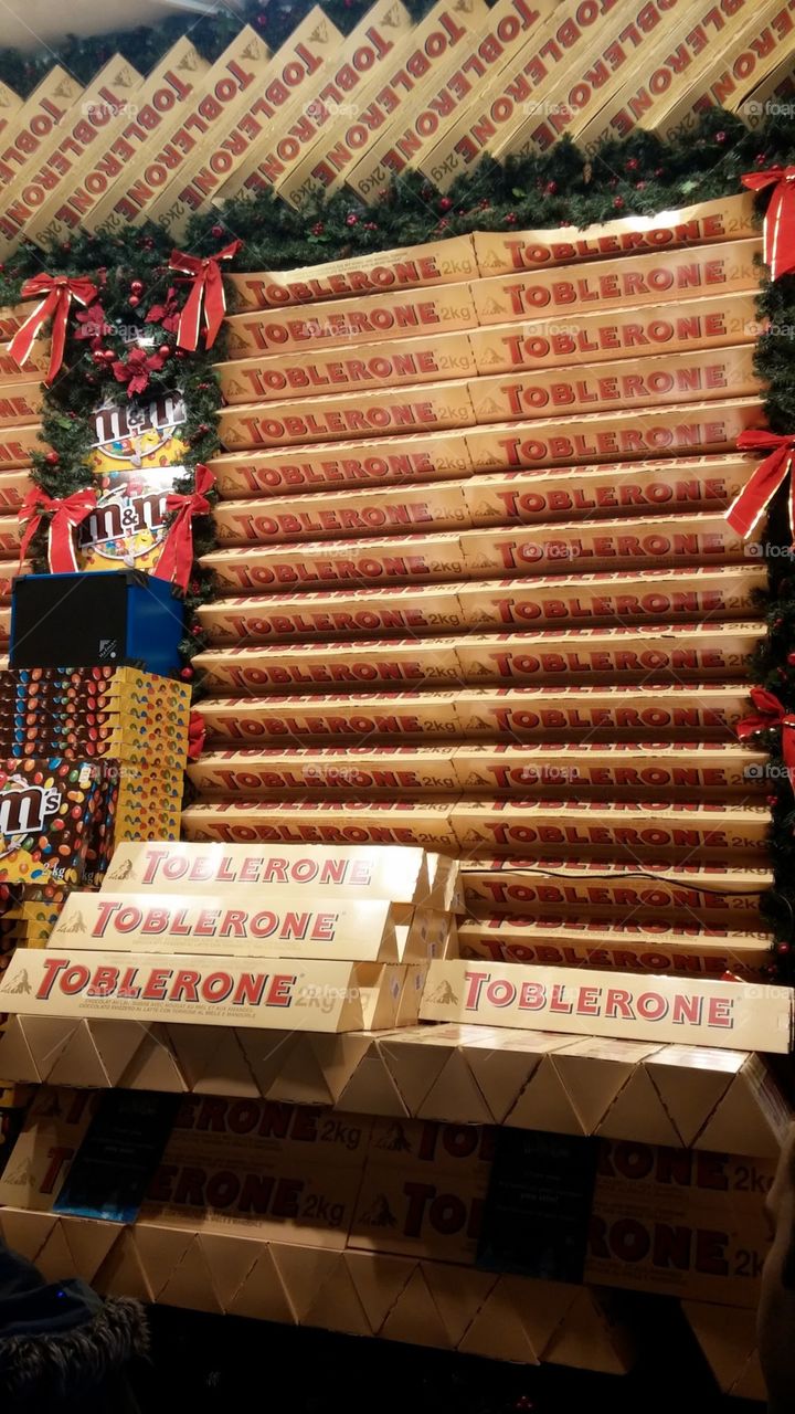 Tonnes of Toblerone stacked sky-high as people drool at the site of sugar at this yearly Christmas Festival in London