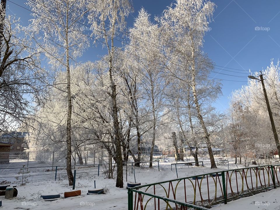 the beginning of winter in a small town