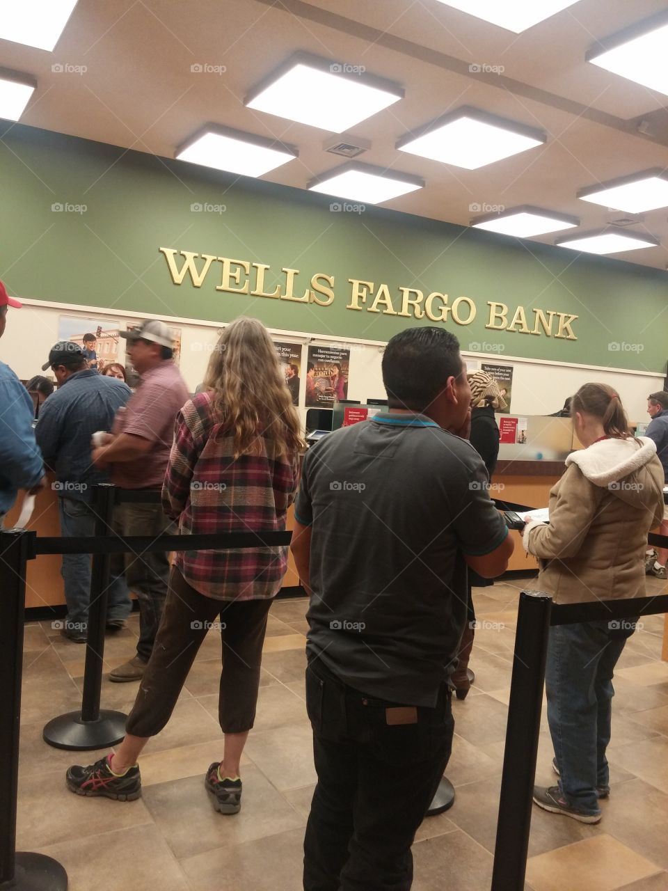 Banking at Wells Fargo. just waiting in line at Wells Fargo