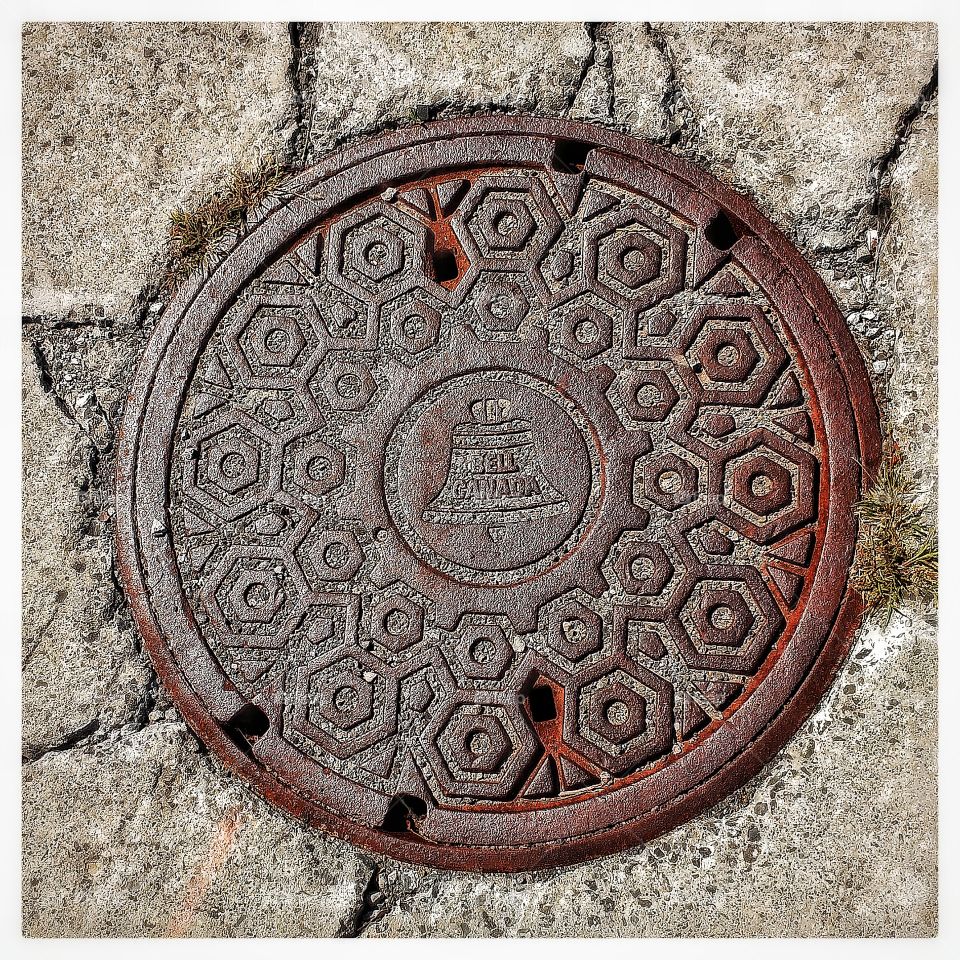 Old, Iron, Rust, Manhole, Round